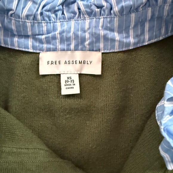 Green Cardigan with Blue Ruffle Collar - Picture 2 of 4